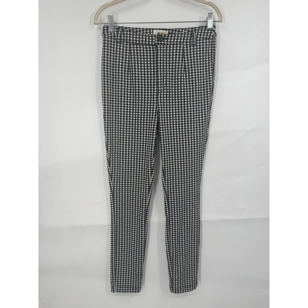 Maeve For Anthropologie Gingham Checkered Plaid Pant Women 6 Black White Retro